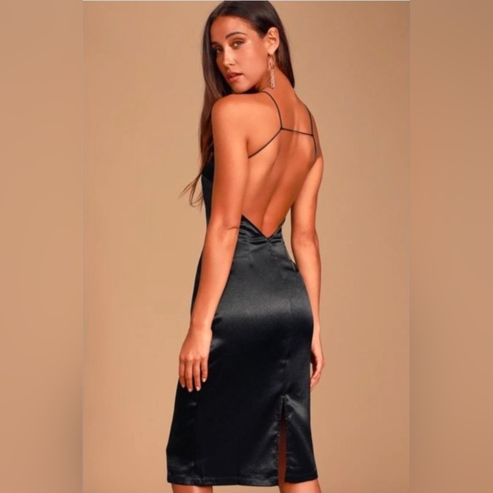 Lulu's Sleek Black Backless Dress